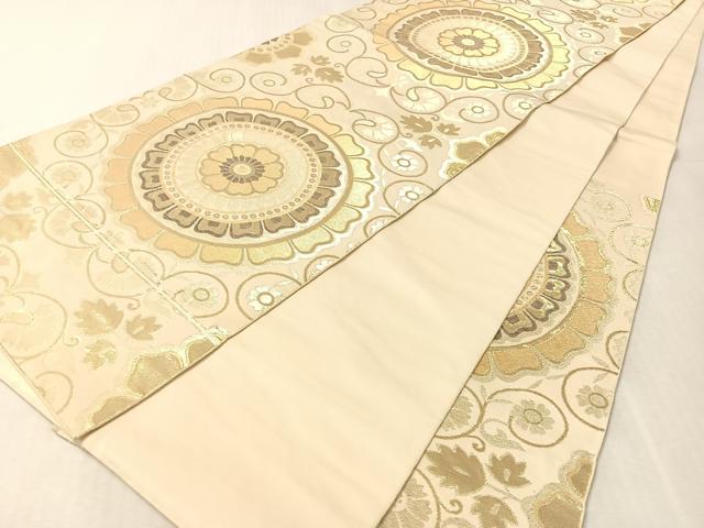 平和屋着物●六通柄　本袋帯　花唐草丸文　金糸　正絹　逸品　CABJ7596vp