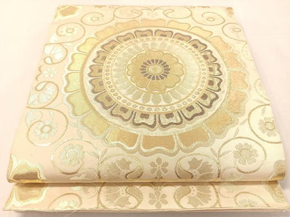 平和屋着物●六通柄　本袋帯　花唐草丸文　金糸　正絹　逸品　CABJ7596vp