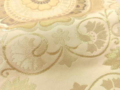 平和屋着物●六通柄　本袋帯　花唐草丸文　金糸　正絹　逸品　CABJ7596vp