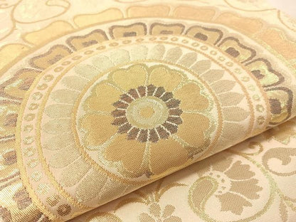 平和屋着物●六通柄　本袋帯　花唐草丸文　金糸　正絹　逸品　CABJ7596vp