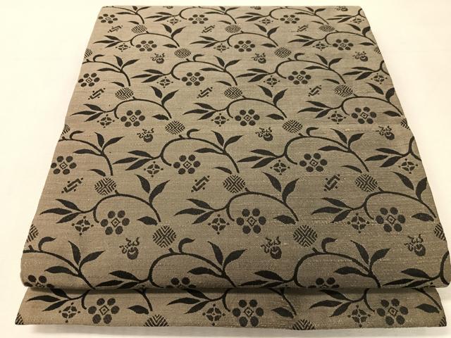 平和屋着物●全通柄袋帯　紬地　笹蔓文　正絹　逸品　CABJ7597vp
