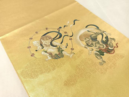 平和屋着物●「美しいキモノ」お馴染みのメーカー　となみ織物　六通柄袋帯　風神雷神　本金箔　正絹　逸品　CABJ7598vp