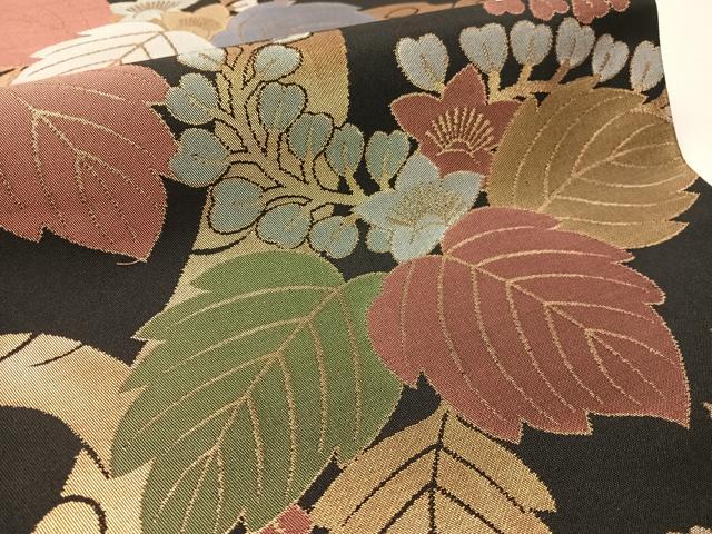 平和屋着物●全通柄　本袋帯　桐花文　黒地　金糸　正絹　逸品　CABJ7600vp