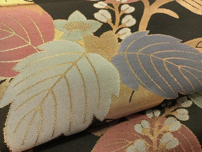 平和屋着物●全通柄　本袋帯　桐花文　黒地　金糸　正絹　逸品　CABJ7600vp