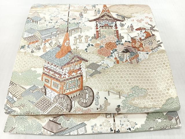 平和屋着物◎六通柄袋帯　唐織　祇園会図　金糸　正絹　逸品　CABJ7603nb