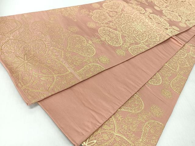 平和屋着物◎六通柄袋帯　更紗花唐草文　金糸　正絹　逸品　CABJ7604nb
