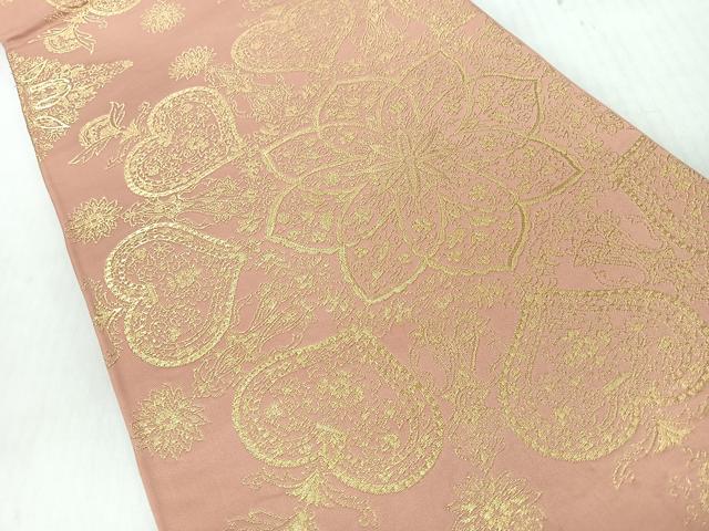 平和屋着物◎六通柄袋帯　更紗花唐草文　金糸　正絹　逸品　CABJ7604nb