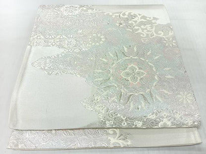 平和屋着物◎六通柄袋帯　唐織　更紗花唐草文　銀糸　正絹　逸品　CABJ7605nb
