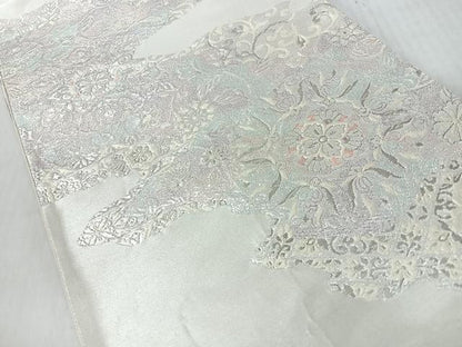 平和屋着物◎六通柄袋帯　唐織　更紗花唐草文　銀糸　正絹　逸品　CABJ7605nb