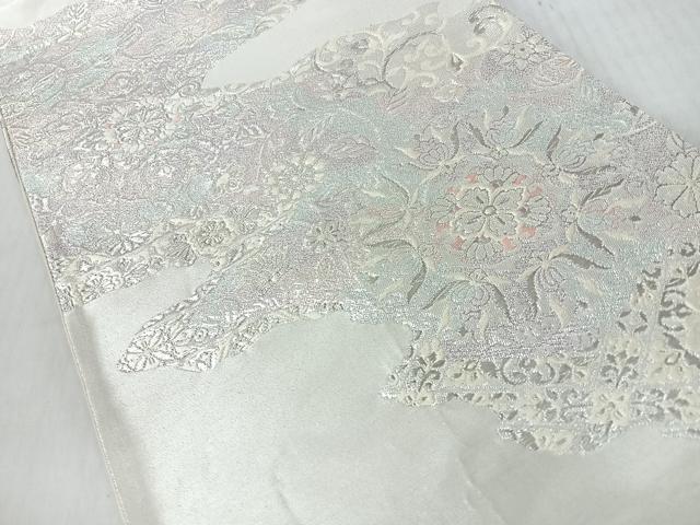 平和屋着物◎六通柄袋帯　唐織　更紗花唐草文　銀糸　正絹　逸品　CABJ7605nb