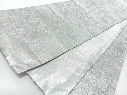 平和屋着物◎佐賀錦　六通柄袋帯　千寿　銀糸　正絹　逸品　CABJ7616nb