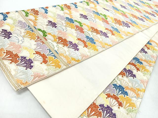 平和屋着物◎西陣　六通柄袋帯　幾何学文　金糸　正絹　逸品　CABJ7617nb
