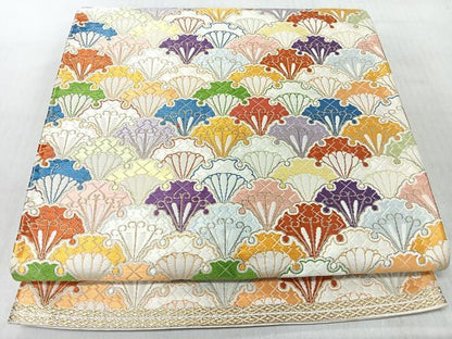 平和屋着物◎西陣　六通柄袋帯　幾何学文　金糸　正絹　逸品　CABJ7617nb