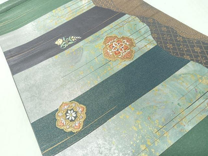 平和屋着物◎六通柄袋帯　唐織　更紗花文　金糸　正絹　逸品　未使用　CABJ7629nb