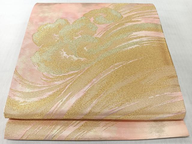 平和屋着物◎六通柄袋帯　錦彩つづれ　立波文　金糸　正絹　逸品　CABJ7633nb