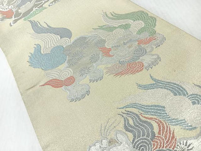 平和屋着物◎六通柄袋帯　唐獅子　金銀糸　正絹　逸品　CABJ7636nb