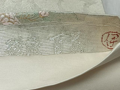 平和屋着物◎六通柄袋帯　唐織　琳派百花　白金箔　正絹　逸品　未使用　CABJ7645nb