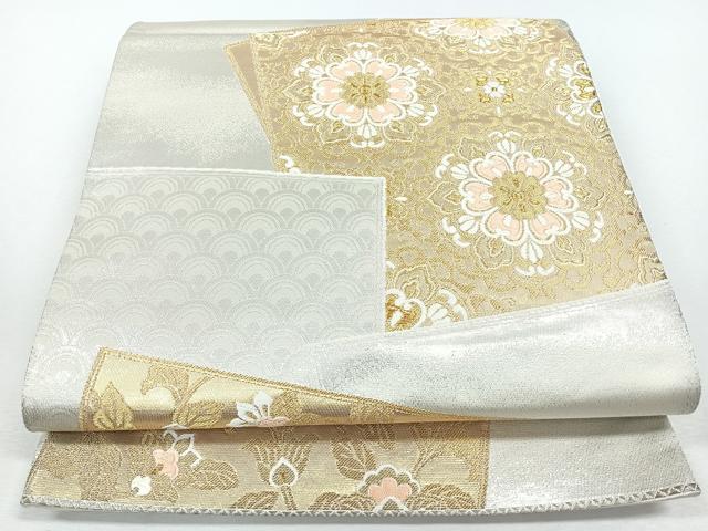 平和屋着物◎六通柄袋帯　唐織　色紙重ね更紗花文　金銀糸　正絹　逸品　CABJ7646nb