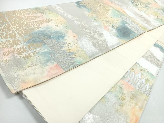 平和屋着物◎六通柄袋帯　遠山風景文　金銀糸　正絹　逸品　CABJ7650nb
