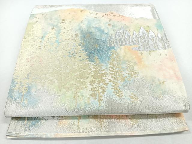 平和屋着物◎六通柄袋帯　遠山風景文　金銀糸　正絹　逸品　CABJ7650nb