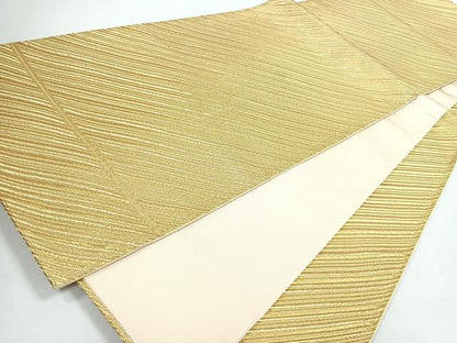 平和屋着物◎全通柄袋帯　斜線文　金糸　正絹　逸品　未使用　CABJ7655nb