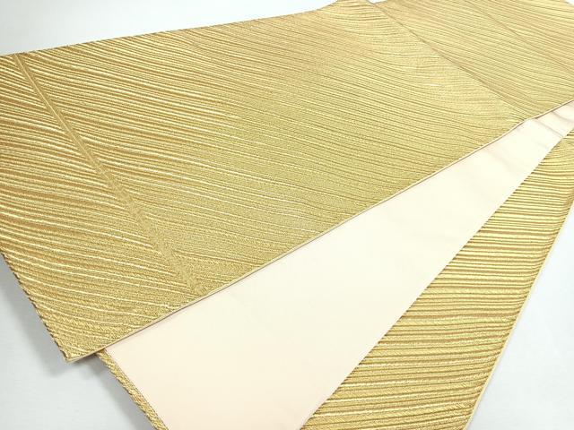 平和屋着物◎全通柄袋帯　斜線文　金糸　正絹　逸品　未使用　CABJ7655nb
