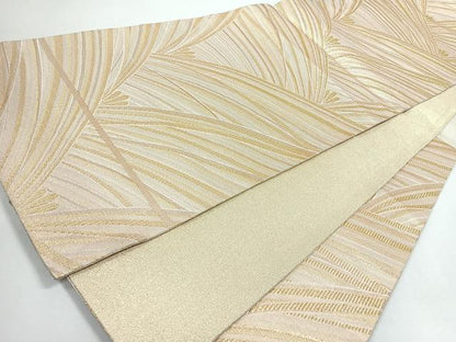 平和屋着物◎六通柄袋帯　幾何学文　金糸　正絹　逸品　CABJ7659nb