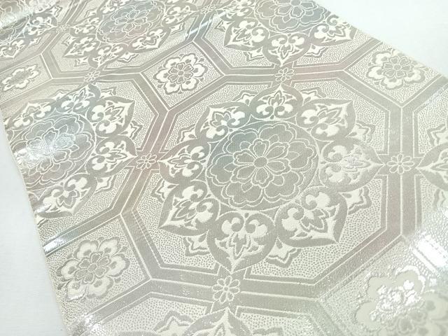平和屋着物◎六通柄袋帯　蜀江正倉院花文　銀糸　正絹　逸品　CABJ7665nb