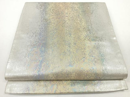 平和屋着物◎六通柄袋帯　霞文　銀糸　引箔　正絹　逸品　CABJ7681nb
