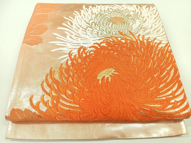 平和屋着物◎六通柄袋帯　唐織　乱菊　金銀糸　正絹　逸品　CABJ7685nb