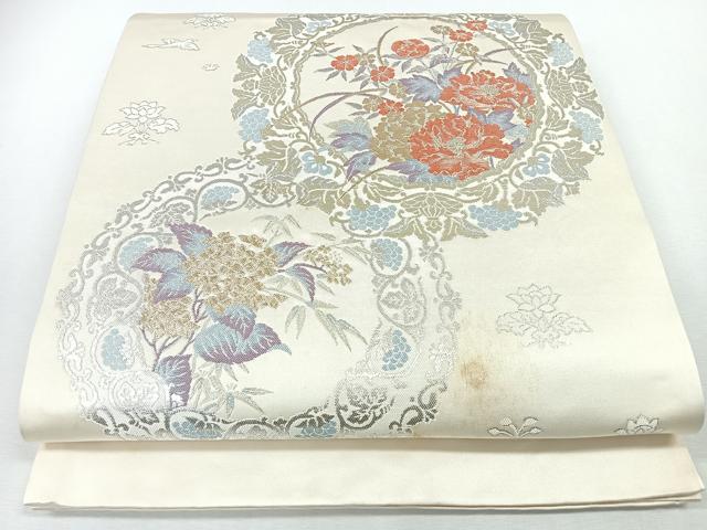 平和屋着物◎六通柄袋帯　花唐草文　金銀糸　正絹　逸品　CABJ7687nb
