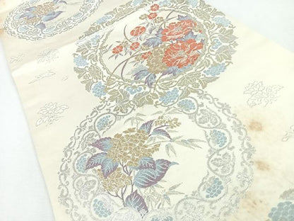 平和屋着物◎六通柄袋帯　花唐草文　金銀糸　正絹　逸品　CABJ7687nb