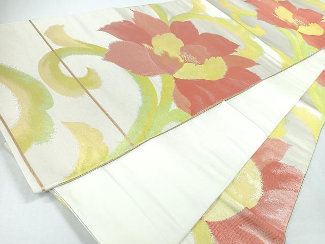 平和屋着物◎六通柄袋帯　花唐草文　金銀糸　正絹　逸品　CABJ7691nb