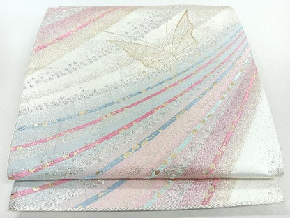 平和屋着物◎六通柄袋帯　舞蝶文　金銀糸　正絹　逸品　CABJ7694nb