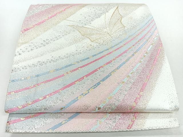 平和屋着物◎六通柄袋帯　舞蝶文　金銀糸　正絹　逸品　CABJ7694nb