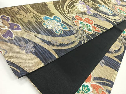 平和屋着物◎六通柄袋帯　舞花文　金糸　正絹　逸品　CABJ7696nb