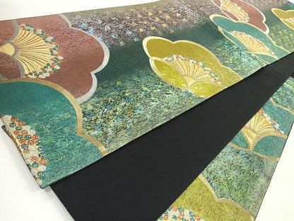 平和屋着物◎六通柄袋帯　舞花文　金糸　正絹　逸品　CABJ7705nb