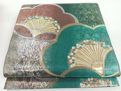 平和屋着物◎六通柄袋帯　舞花文　金糸　正絹　逸品　CABJ7705nb