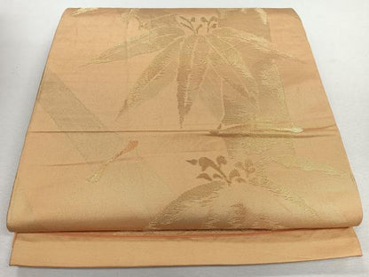 平和屋着物◎六通柄袋帯　笹竹文　金糸　正絹　逸品　CABJ7706nb