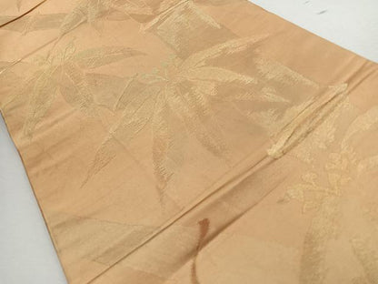 平和屋着物◎六通柄袋帯　笹竹文　金糸　正絹　逸品　CABJ7706nb