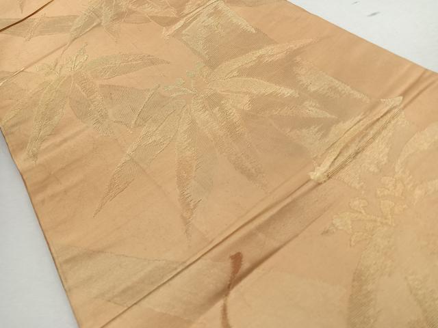 平和屋着物◎六通柄袋帯　笹竹文　金糸　正絹　逸品　CABJ7706nb