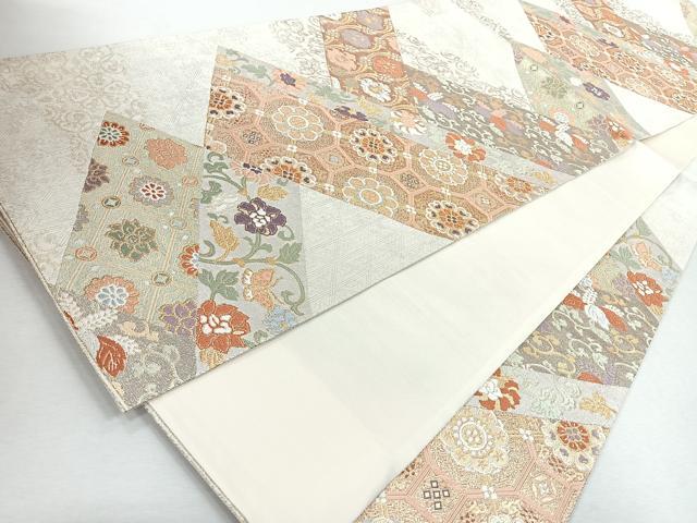 平和屋着物◎西陣　橋本テル織物謹製　六通柄袋帯　唐織　花唐草文　金銀糸　証紙付き　正絹　逸品　未使用　CABJ7708nb