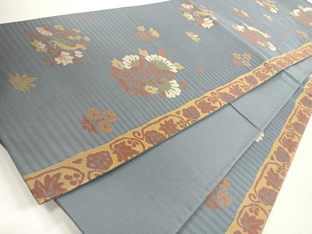 平和屋着物◎六通柄袋帯　花鳥文　正絹　逸品　CABJ7709nb