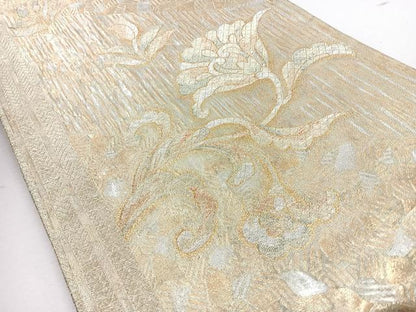 平和屋着物◎六通柄袋帯　花唐草文　金銀糸　正絹　逸品　CABJ7710nb