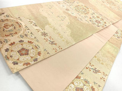 平和屋着物◎六通柄袋帯　唐織　花鳥文　金糸　正絹　逸品　CABJ7712nb