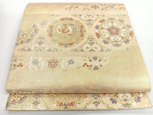 平和屋着物◎六通柄袋帯　唐織　花鳥文　金糸　正絹　逸品　CABJ7712nb