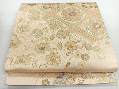 平和屋着物◎六通柄袋帯　花唐草文　金銀糸　正絹　逸品　CABJ7713nb