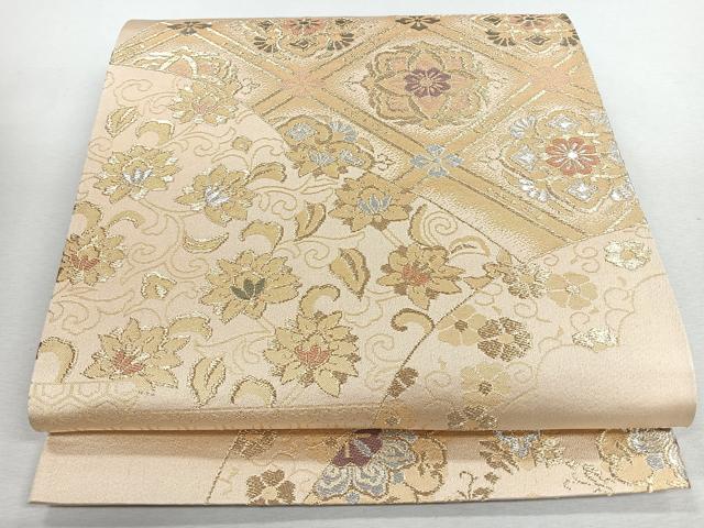 平和屋着物◎六通柄袋帯　花唐草文　金銀糸　正絹　逸品　CABJ7713nb