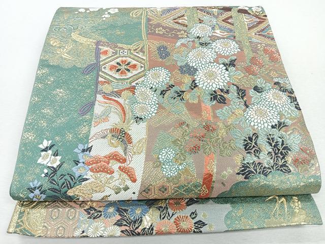 平和屋着物◎六通柄袋帯　唐織　染雲几帳文　金糸　正絹　逸品　CABJ7714nb