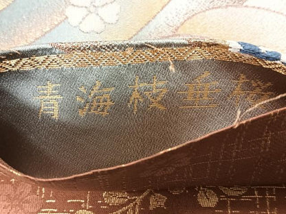 平和屋着物◎両面　六通柄袋帯　唐織　青海枝垂桜　金糸　正絹　逸品　CABJ7715nb